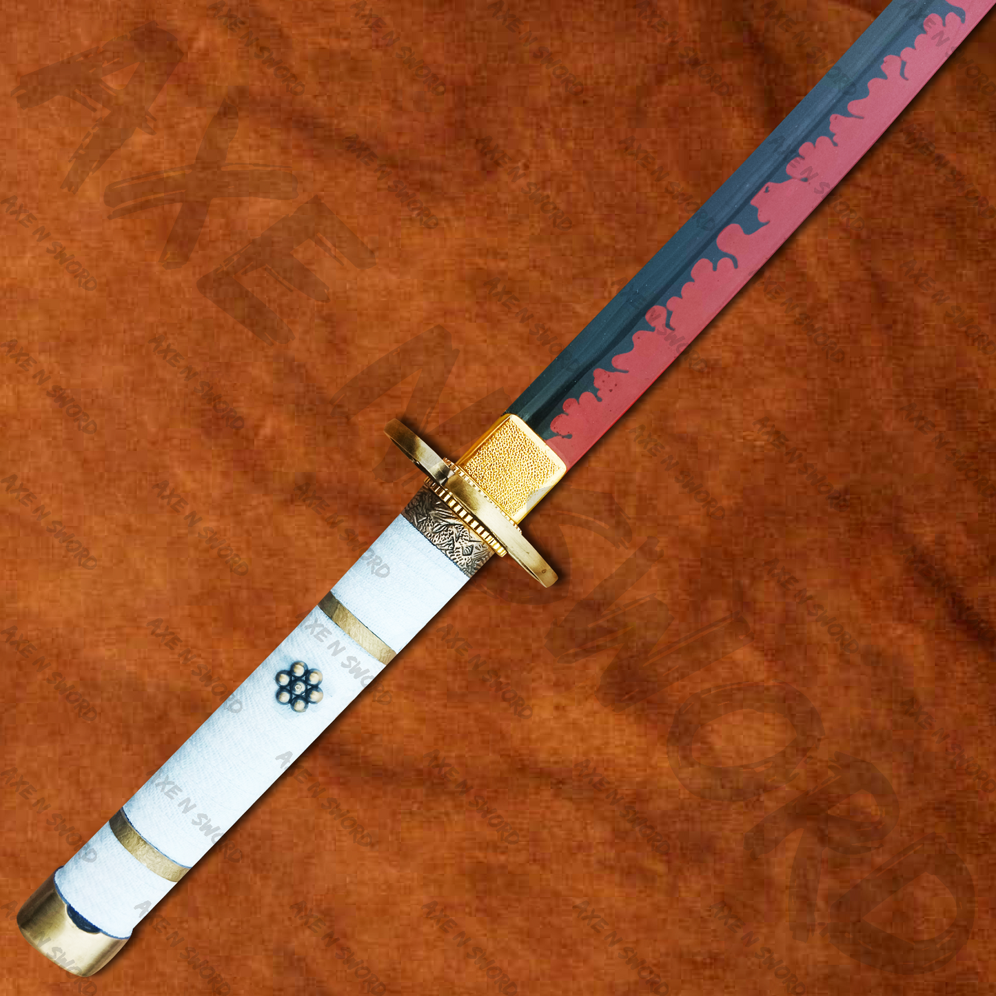 Roronoa Zoro's Ame no Habakiri White Katana Sword with Stand & Sheath from One Piece