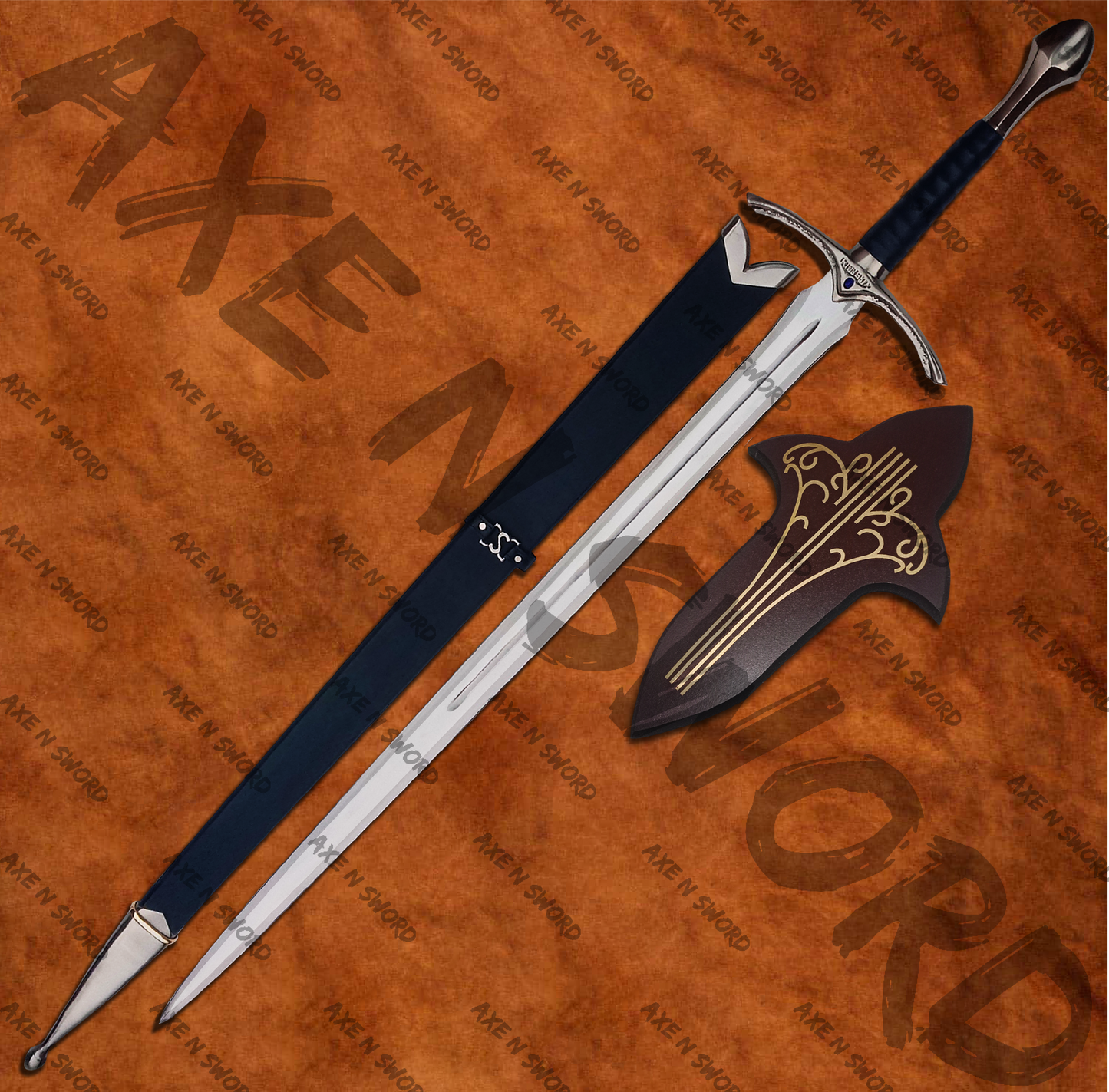 Gandalf's Black Glamdring Sword with stand & sheath from The Hobbit