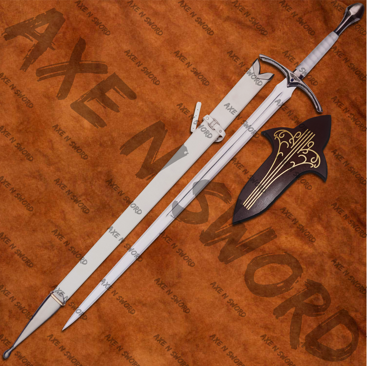 Gandalf's Glamdring Sword White with stand & sheath from The Hobbit