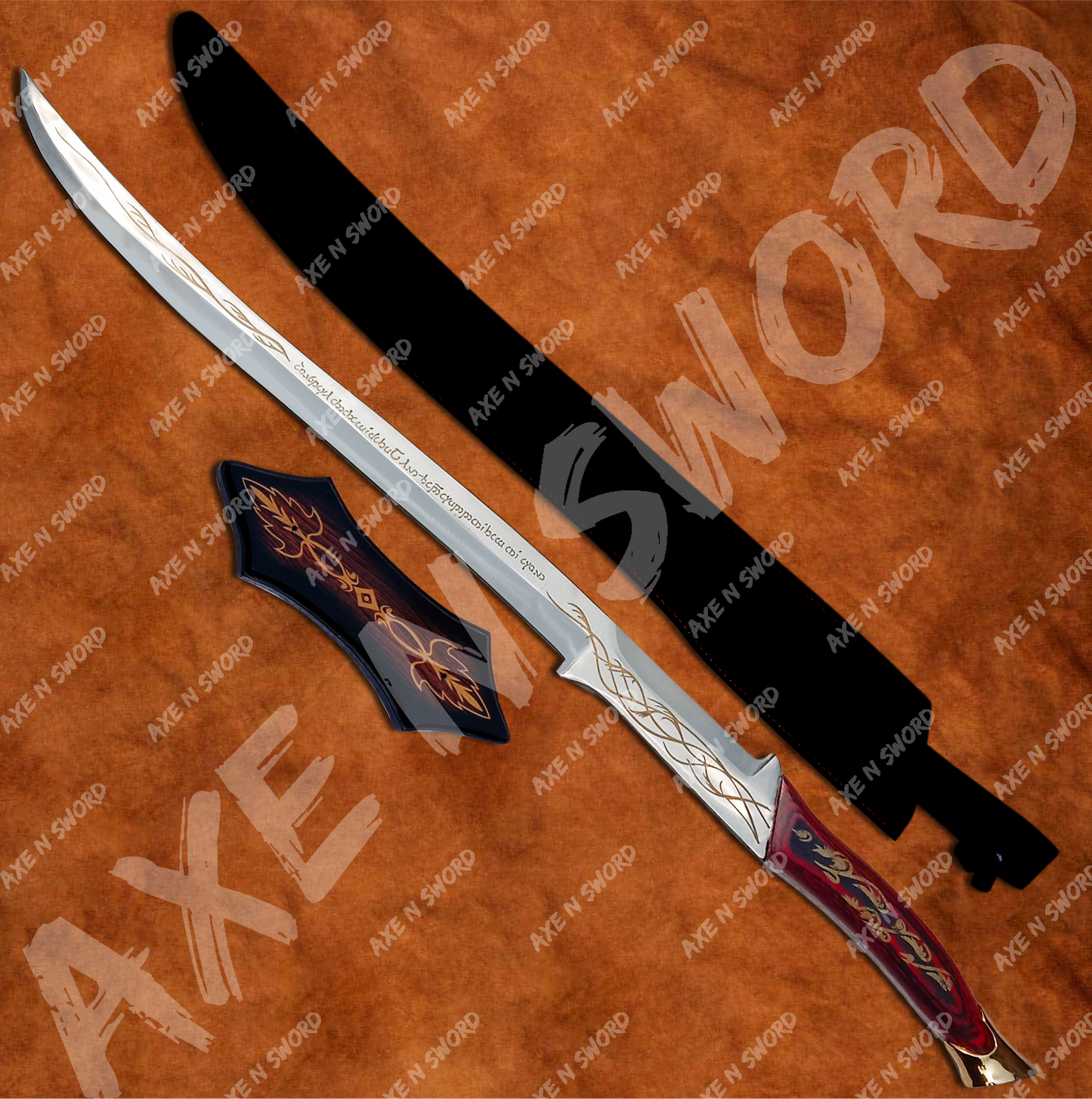 Arwen's Red Hadhafang Sword with stand & sheath from Lord of The Rings