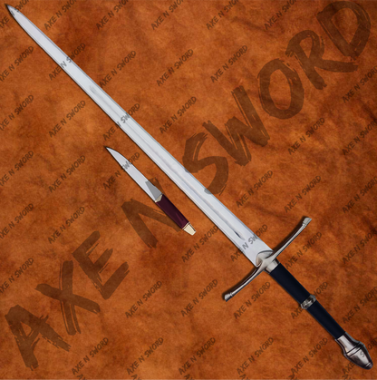 Dark Edition Aragorn's Strider Sword (Black) with knife,stand & sheath from The Lord of The Rings