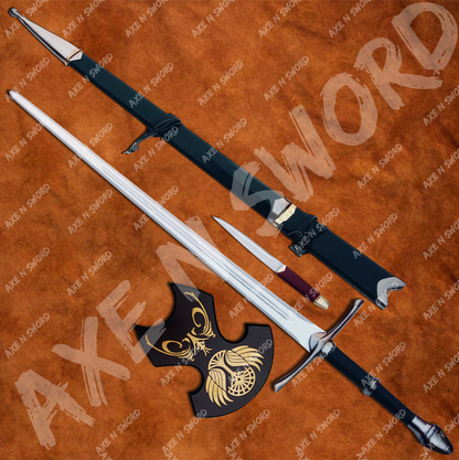 Green Aragorn's Strider Sword with knife,stand & sheath from The Lord of The Rings