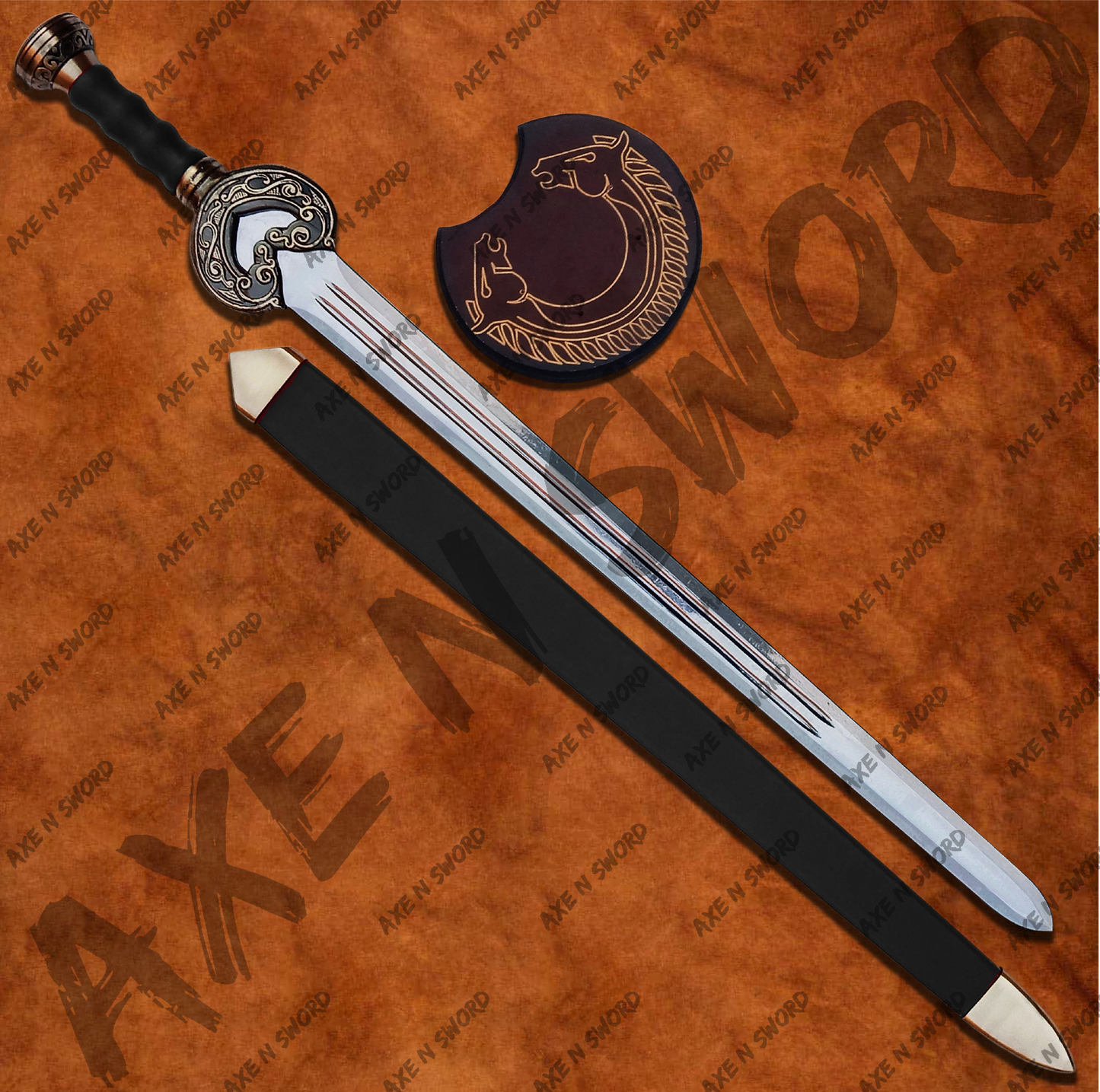 Theoden's Herugrim Sword Black with stand & sheath from The Lord of The Rings