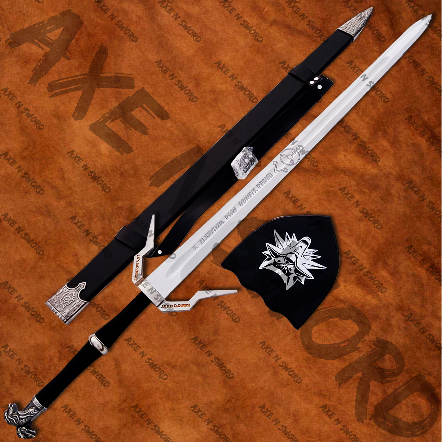 Witcher Geralt's Silver Sword with stand & sheath from The Witcher