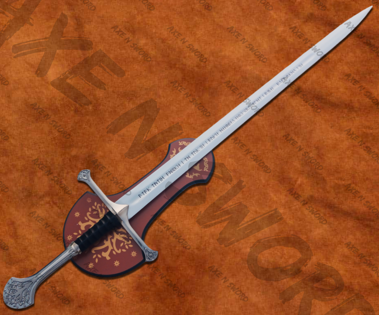 Aragorn's New Anduril Narsil Sword with stand & sheath from The Lord of The Rings